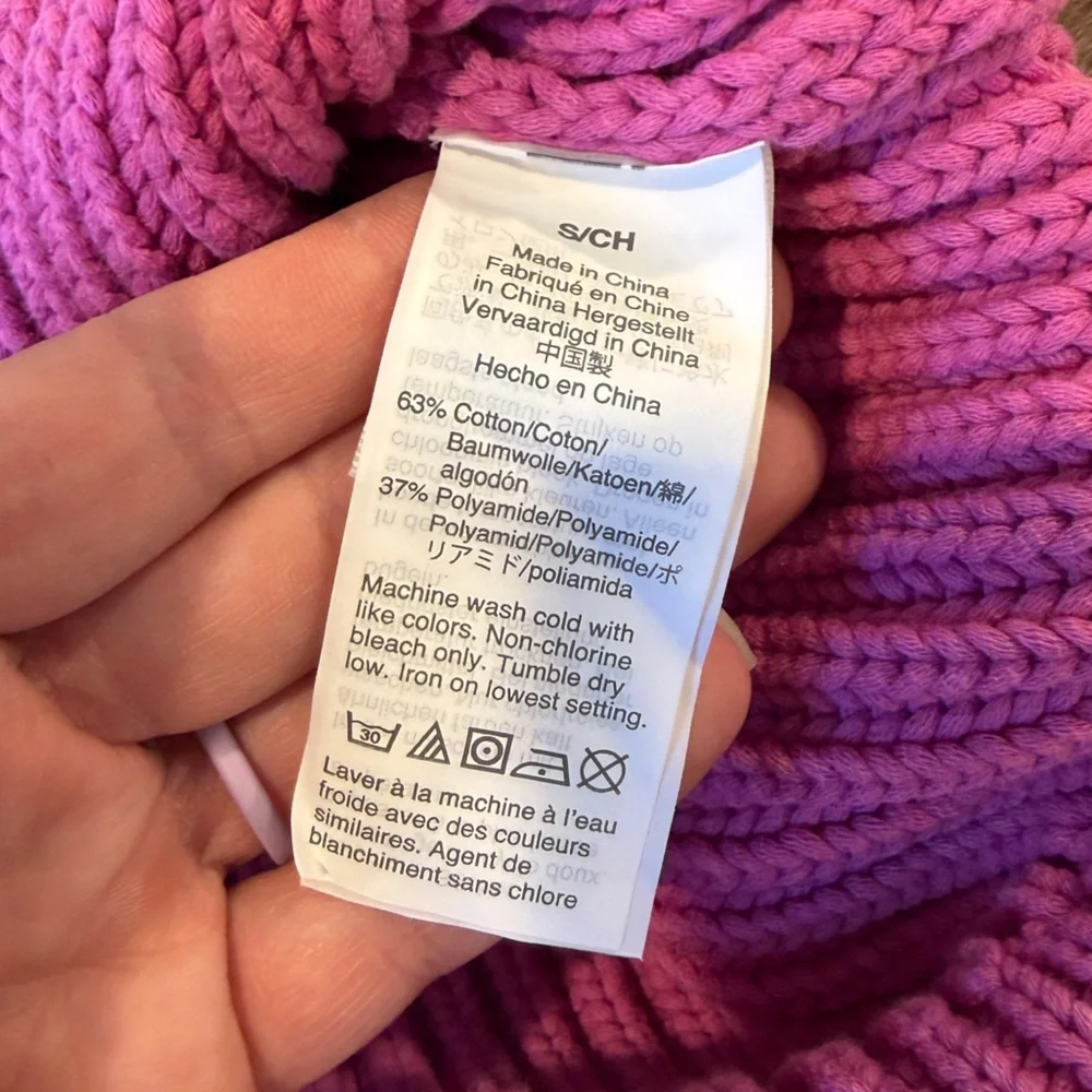J. Crew Women’s Pink Chunky Knit Garment-washed crewneck sweater - Small